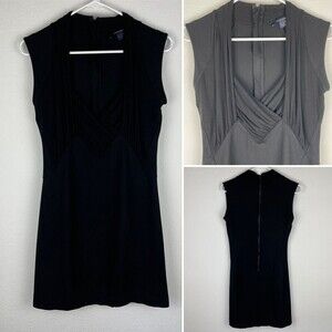 french connection Bodycon Cocktail V Neck Dress Mini Black Size 8​​​​​​